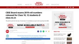 
                            8. CBSE Board exams 2019 roll numbers released for Class 10, 12 ...