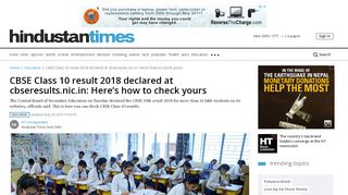 
                            6. CBSE Class 10 result 2018 declared at cbseresults.nic.in: Here's how ...