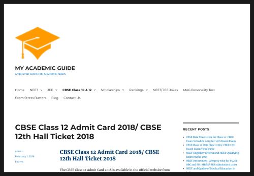 
                            11. CBSE Class 12 Admit Card 2018/ CBSE 12th Hall Ticket 2018 - MY ...