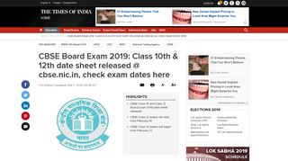 
                            9. CBSE date sheet: CBSE Class 10th & 12th Board Exam 2019 Date ...