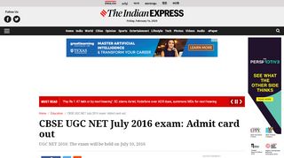 
                            9. CBSE UGC NET July 2016 exam: Admit card out | Education News ...