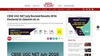 
                            8. CBSE UGC NET July Revised Results 2016: Declared at cbsenet.nic ...