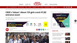 
                            10. CBSE's 'Udaan': About 135 girls crack IIT JEE entrance exam ...