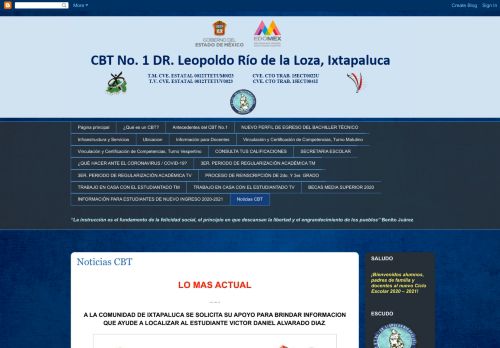 
                            6. CBT No. 1 Dr. Leopoldo Río de la Loza, Ixtapaluca: Noticias CBT