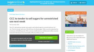 
                            10. CCC to tender to sell sugars for unrestricted use next week ...