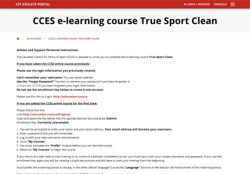 
                            6. CCES e-learning course True Sport Clean – CFF Athlete Portal