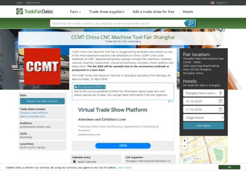 
                            6. CCMT China CNC Machine Tool Fair Shanghai 2020 - Trade Fairs