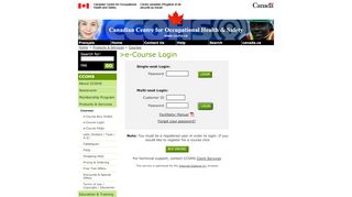 
                            1. CCOHS: Products & Services: e-Course Login