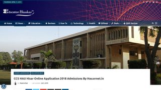 
                            8. CCS HAU Hisar online application 2018 Admissions by hau.ernet.in