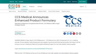 
                            10. CCS Medical Announces Enhanced Product Formulary - PR Newswire