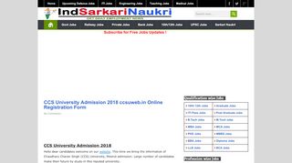 
                            7. CCS University Admission 2018 ccsuweb.in Online Registration Form