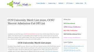 
                            9. CCS University Merit List 2019, CCSU Meerut Admission Cut Off List