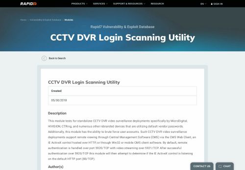 
                            7. CCTV DVR Login Scanning Utility | Rapid7