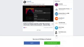 
                            10. CD Baby - Spotify has introduced songwriter and producer... | Facebook