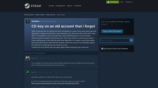 
                            4. CD-key on an old account that i forgot :: Help and Tips - Steam ...