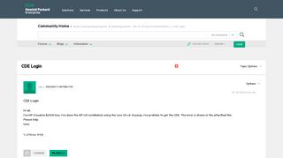 
                            8. CDE Login - Hewlett Packard Enterprise Community - HPE ...