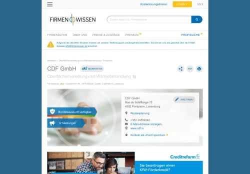 
                            6. CDF GmbH, Pontpierre - Firmenauskunft - FirmenWissen