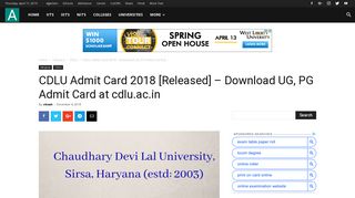 
                            9. CDLU Admit Card 2018 [Released] – Download UG, PG Admit Card at ...