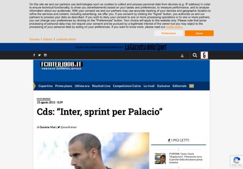 
                            7. Cds: “Inter, sprint per Palacio” – FC Inter 1908