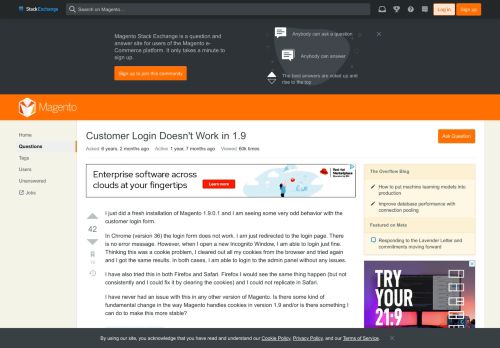 
                            1. ce 1.9.0.1 - Customer Login Doesn't Work in 1.9 - Magento Stack ...