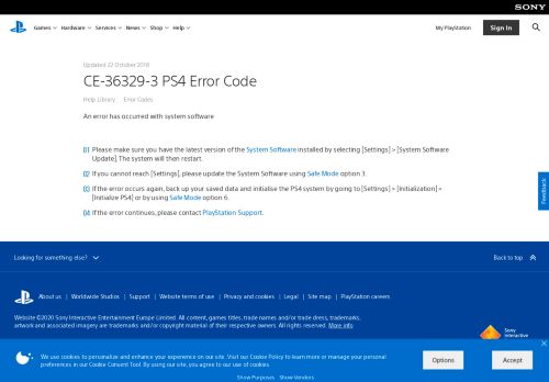 
                            11. CE-36329-3 PS4 Error Code - PlayStation