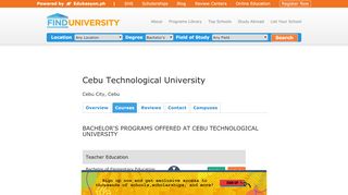 
                            8. Cebu Technological University: bachelor's programs offered