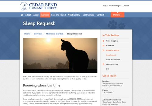 
                            13. Cedar Bend Humane Society | Euthanasia Sleep Request