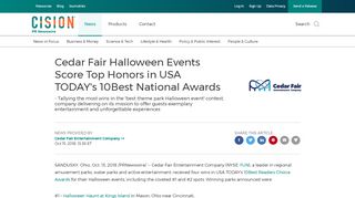 
                            10. Cedar Fair Halloween Events Score Top Honors in USA TODAY's ...