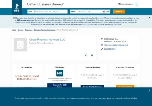 
                            5. Cedar Financial Advisors LLC | Better Business Bureau® Profile