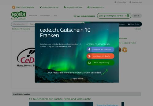 
                            9. cede.ch, Gutschein 10 Franken günstig gebraucht kaufen bei Exsila.ch