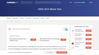 
                            3. CEED 2015 Mock Test- Check here - Engineering - Careers360