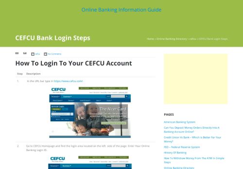 
                            13. CEFCU Bank Login Steps | Online Banking Information Guide