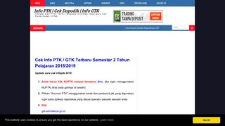
                            7. Cek Info PTK / GTK Terbaru Semester 2 Tahun Pelajaran 2018/2019 ...