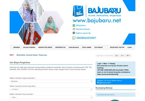 
                            3. Cek Ongkir | Bajubaru.net