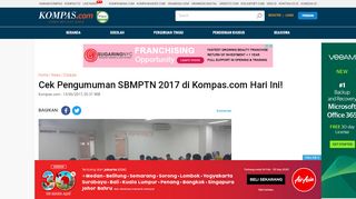 
                            9. Cek Pengumuman SBMPTN 2017 di Kompas.com Hari Ini! - Kompas ...