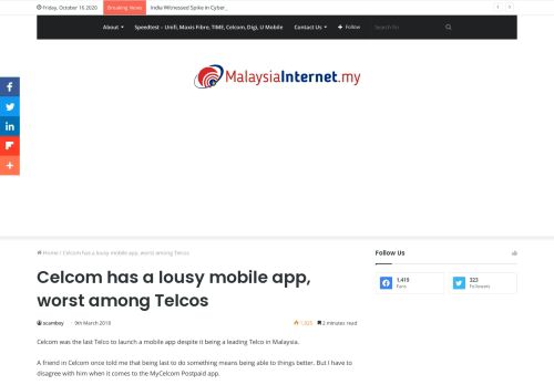 
                            11. Celcom has a lousy mobile app, worst among Telcos ...