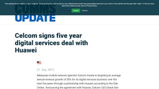 
                            13. Celcom signs five year digital services deal with Huawei