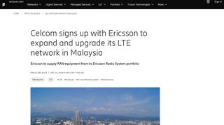 
                            7. Celcom signs up with Ericsson to expand and upgrade its LTE network ...