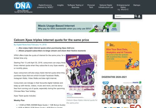 
                            13. Celcom Xpax triples internet quota for the same price | ...