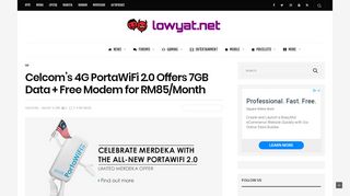 
                            10. Celcom's 4G PortaWiFi 2.0 Offers 7GB Data + Free Modem for RM85 ...