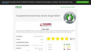 
                            7. Celeros Online Anbieterbewertung - Bewertung: 4.4 Sterne von 11 ...