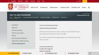
                            4. Celt ID and Password - University of St. Thomas