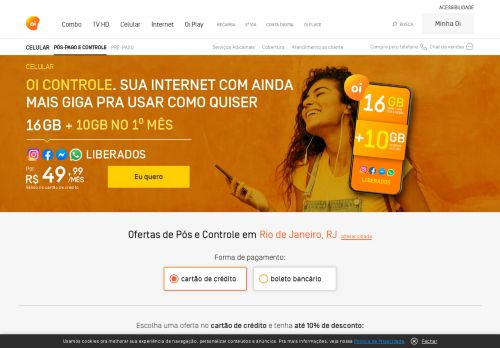 
                            2. Celular Oi: Pré-pago, Controle e Mais Planos para Móvel