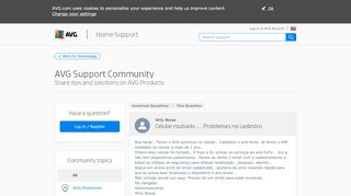 
                            8. Celular roubado ... Problemas no cadastro | AVG