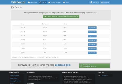 
                            5. Cennik - Filefox.pl - Pobieraj z wielu hostingów premium przy pomocy ...
