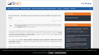 
                            6. Censimento, disattivazione temporanea delle funzioni di SGR - SI.net ...