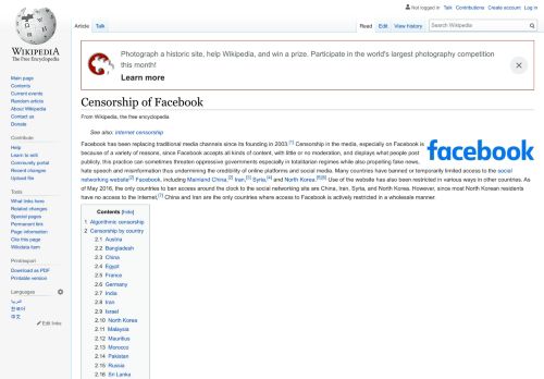 
                            10. Censorship of Facebook - Wikipedia