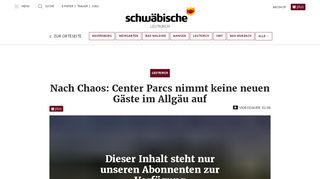 
                            10. Center Parcs - Eröffnung ging nach hinten los - Schwäbische Zeitung