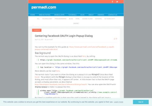 
                            5. Centering Facebook OAUTH Login Popup Dialog – permadi.com