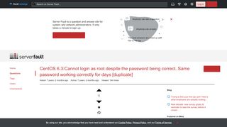 
                            6. centos6 - CentOS 6.3:Cannot login as root despite the password ...